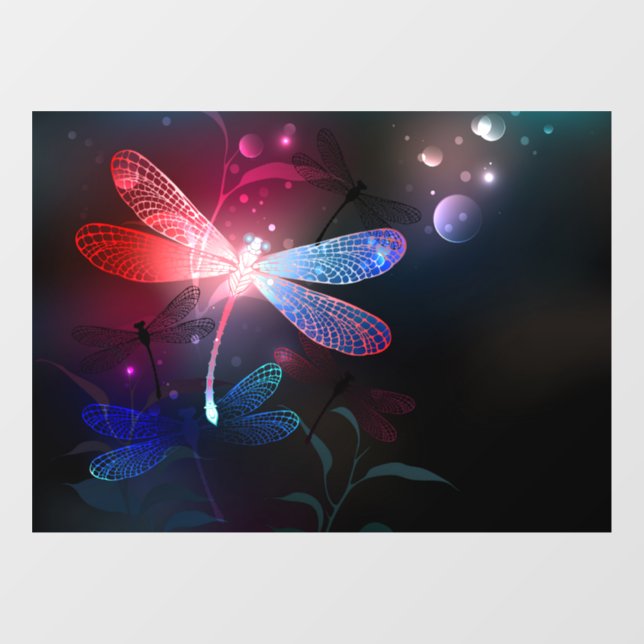 Glowing red dragonfly window cling (Sheet)