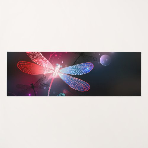 Glowing red dragonfly yoga mat