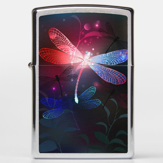 Glowing red dragonfly zippo lighter (Front)