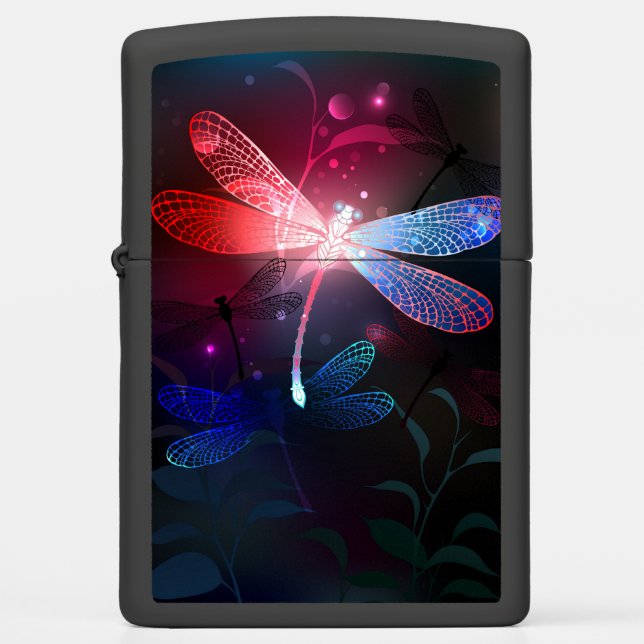 Glowing red dragonfly zippo lighter (Front)