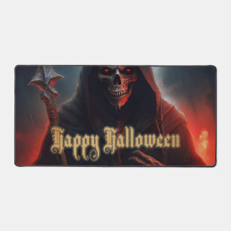 Glowing Red Eyes Reaper Halloween Art Desk Mat