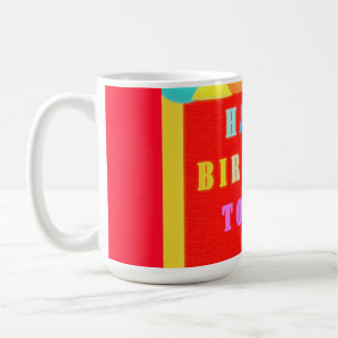 Glowing red plus mixed colors happy birthday coffee mug
