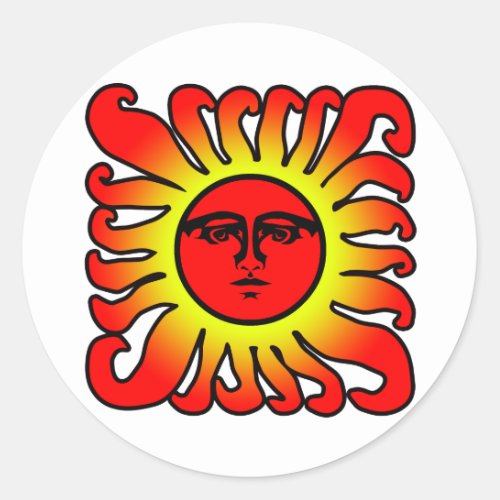 Glowing Red Sun Sticker