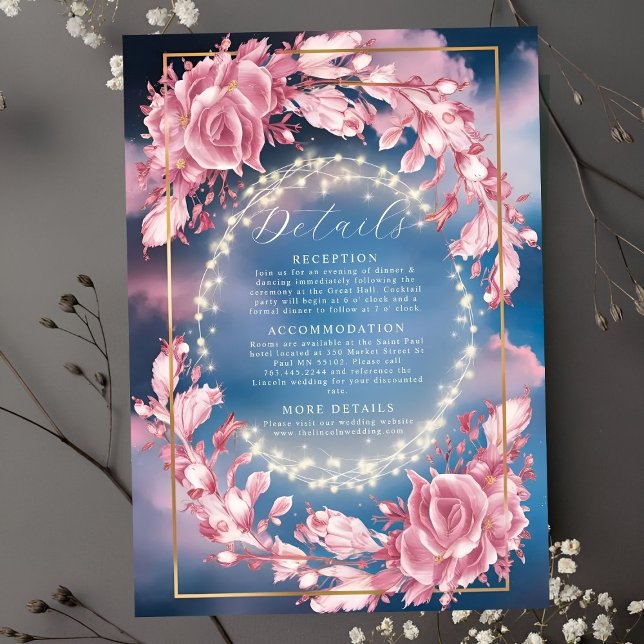 Glowing Rosy Flowers And Sparkles Wedding Enclosure Card (Creator Uploaded)