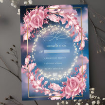 Glowing Rosy Flowers And Sparkles Wedding