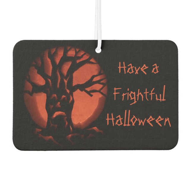 Glowing Scared Dead Tree Halloween Pumpkin Car Air Freshener (Front)