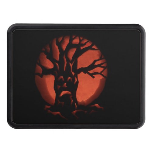 Glowing Scared Dead Tree Halloween Pumpkin Tow Hitch Cover