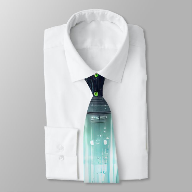 Glowing Sci-Fi Synthetic Cyber Tech Fiber Glass Neck Tie (Tied)