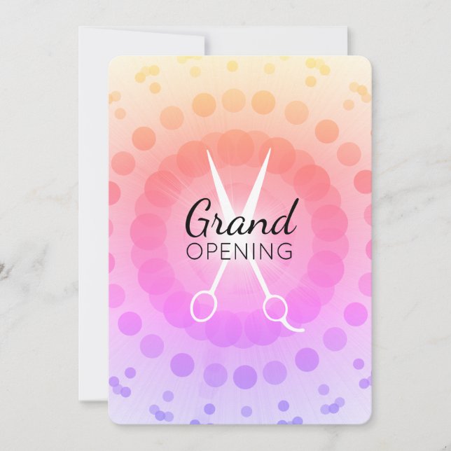 Glowing scissors hair stylist salon grand opening invitation (Front)