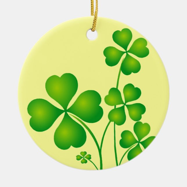 Glowing Shamrocks Ceramic Ornament (Front)