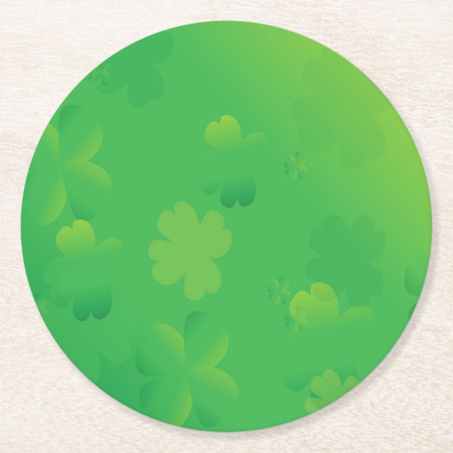 Glowing Shamrocks Round Paper Coaster (Front)