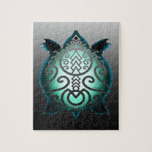 Glowing Silhouette Snapper Turtle Jigsaw Puzzle