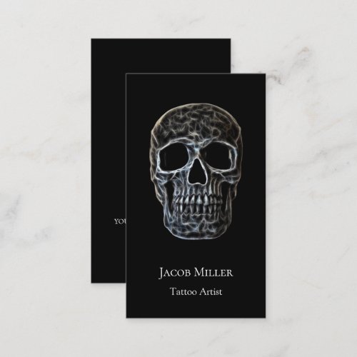 Glowing Skull Gothic Black And White Tattoo Shop Business Card