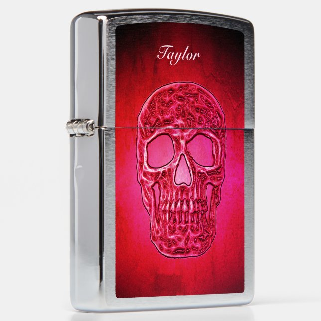 Glowing Skull Gothic Red Black Cool Scary Zippo Lighter (Right)