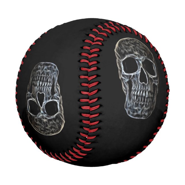 Glowing Skull Head Gothic Black And White Cool Baseball (Angled)