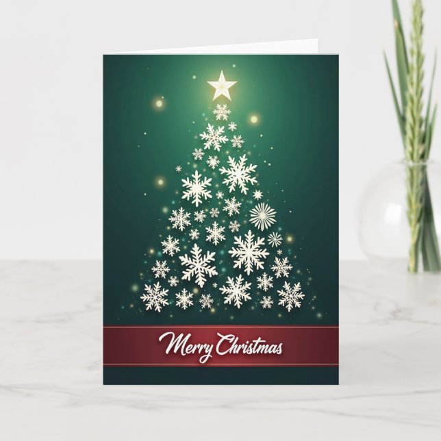 Glowing Snowflake Tree Card (Front)
