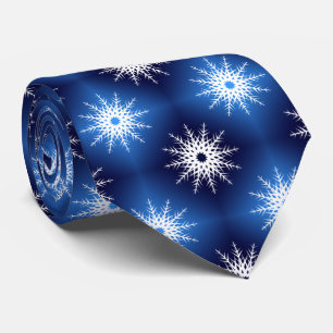 Glowing Snowflakes Blue Neck Tie