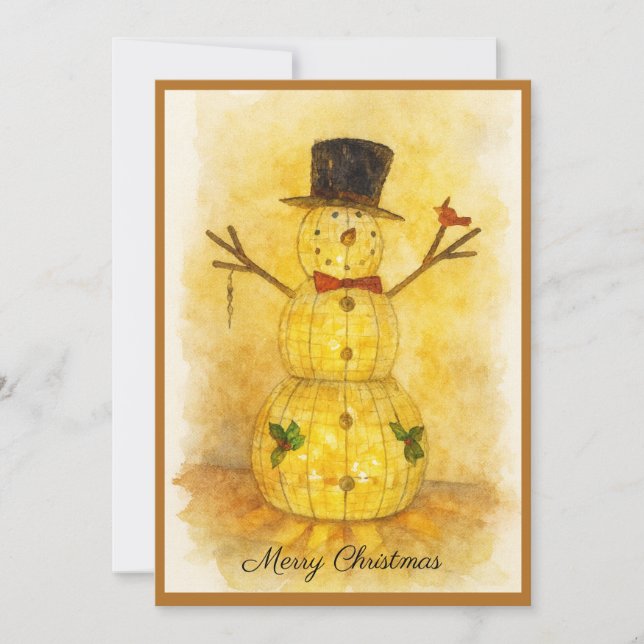 Glowing Snowman Holiday Card (Front)