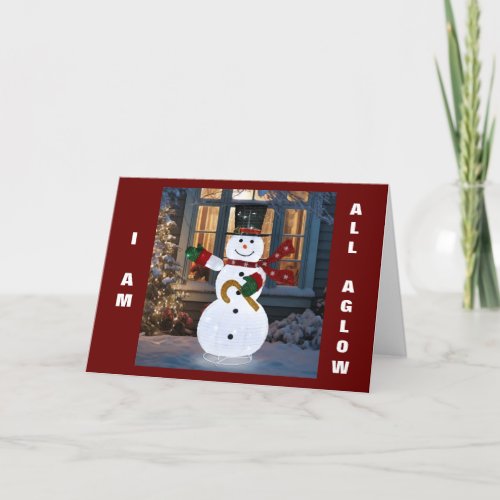 GLOWING SNOWMAN SAYS MERRY CHRISTMAS HOLIDAY CARD