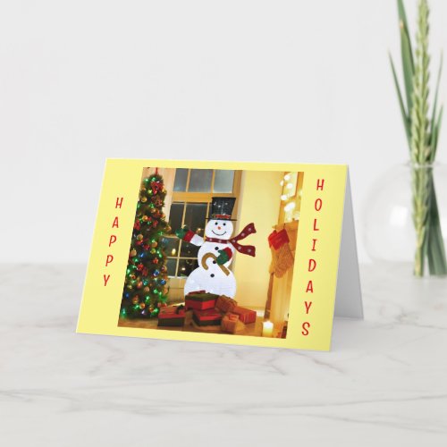 GLOWING SNOWMAN SAYS MERRY CHRISTMAS HOLIDAY CARD