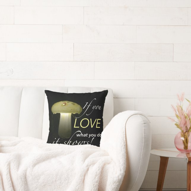 Glowing Solar Light Mushroom Inspirational Quote Throw Pillow (Couch)