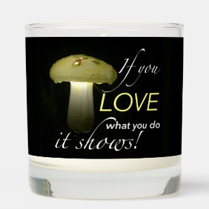 Glowing Solar Mushroom with Inspirational Quote Scented Candle