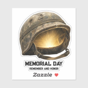 Glowing Soldier Helmet Memorial Day Tribute Sticker
