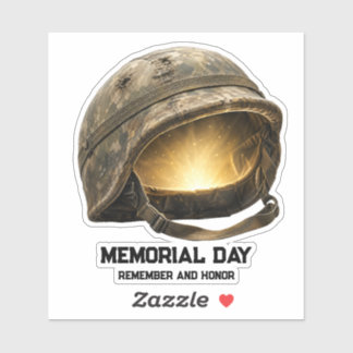 Glowing Soldier Helmet Memorial Day Tribute Sticker