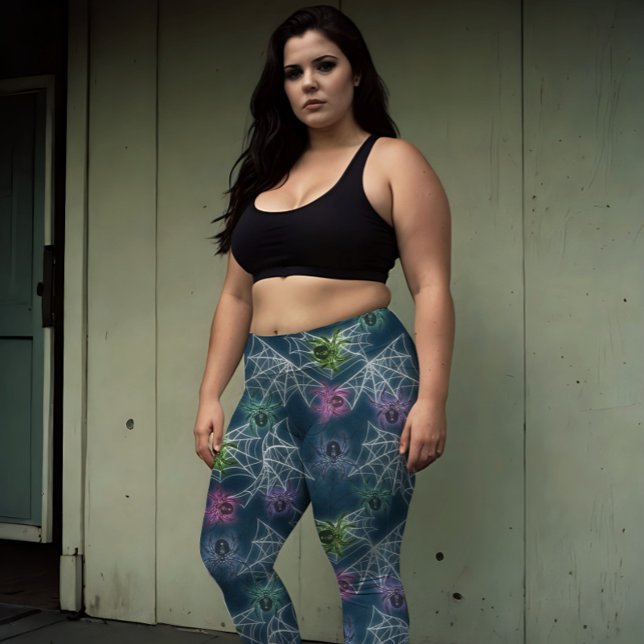 Glowing Spiders Rainbow  colorful arachnid allure Leggings (Creator Uploaded)