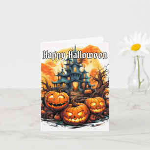 Glowing Spooky Pumpkin Happy Halloween Card