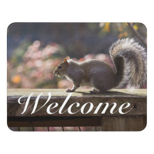 Glowing Squirrel Welcome Door Sign