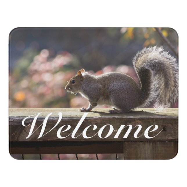 Glowing Squirrel Welcome Door Sign (Contemporary Front)