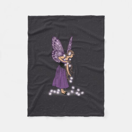 Glowing Star Flowers Pretty Purple Fairy Girl Fleece Blanket