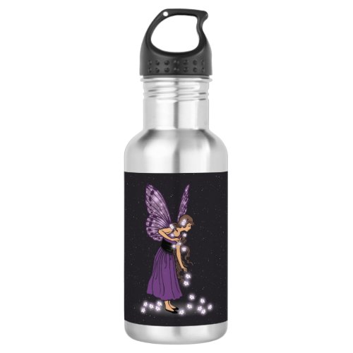 Glowing Star Flowers Pretty Purple Fairy Girl Stainless Steel Water Bottle
