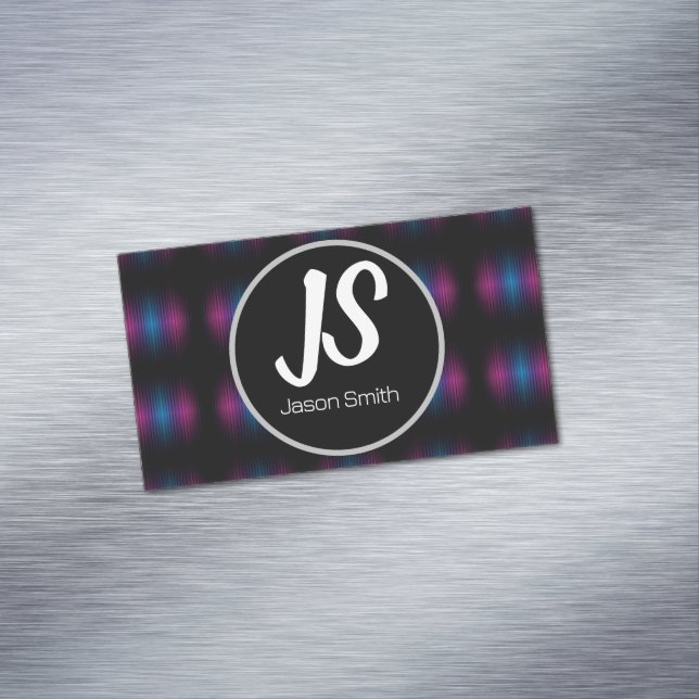 Glowing steel pattern business card magnet (In Situ)