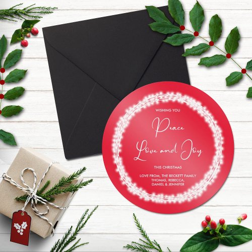 Glowing String Light Christmas Wreath Holiday Card