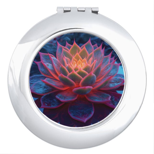 Glowing Succulent  – Mystical Botanical Elegance Compact Mirror (Front)