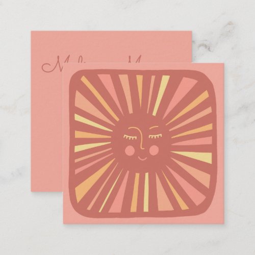 Glowing Sun Cute and Charming Pink  Square Busines Square Business Card