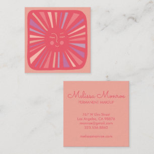 Glowing Sun Cute and Charming Pink Square Business Card