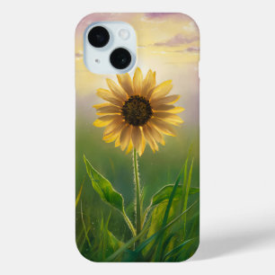 Glowing Sunflower In Grassy Field iPhone 15 Case