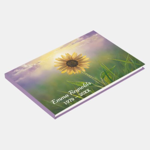 Glowing Sunflower In Grassy Meadow Guest Book