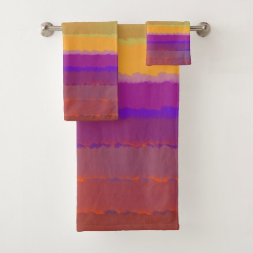 Glowing Sunrise Salty Watercolor Pop Of Color Art Bath Towel Set