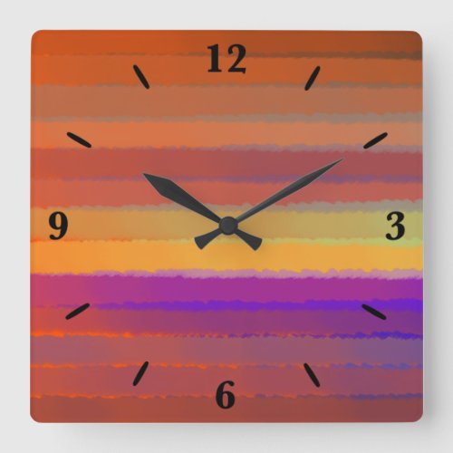 Glowing Sunrise Salty Watercolor Pop Of Color Art Square Wall Clock