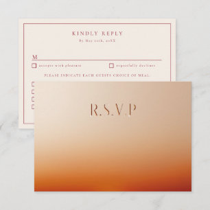 Glowing Sunset wedding meal choices RSVP Card
