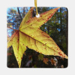 Glowing Sweetgum Leaf in the Forest Ceramic Ornament