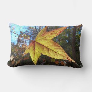 Glowing Sweetgum Leaf in the Forest Lumbar Pillow