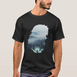 Glowing Sword Fantasy Mountain Silhouette T-Shirt
