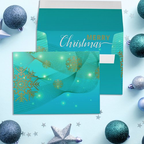 Glowing Teal Winter Wonderland Merry Christmas Envelope