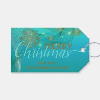 Glowing Teal Winter Wonderland Merry Christmas