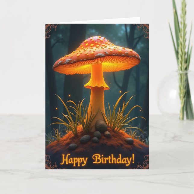 Glowing Toadstool Birthday Card (Front)